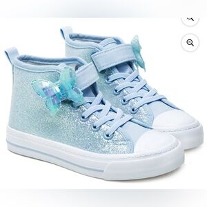 Little Girls Kids Canvas Shoes Glitter Sneakers Toddler Sparkle Lace Up High.